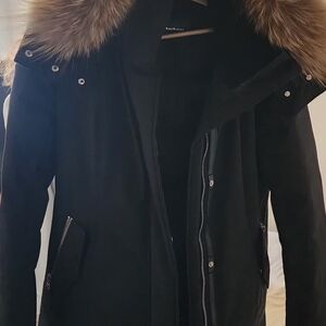 Mackage Black Jacket with Brown Fur Trim